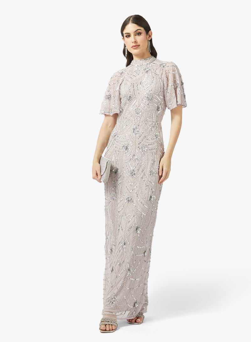 بيوت فستان ماكسي مزين بياقة دائرية - Image 4